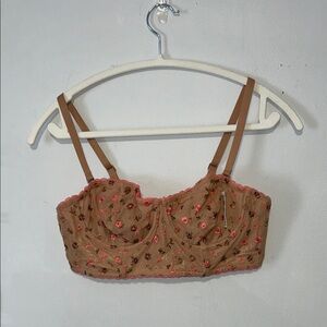Aerie Lace Wired Floral Embroidered Bra